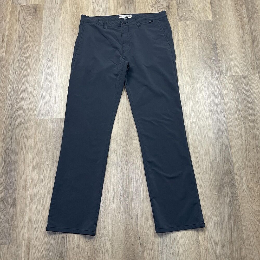 TravisMathew Pants Mens 36 Black Performance Stretch Golf Casual Nylon Spandex